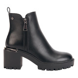 Bota Moto Tacon Medio Ancho Belinda Peregrin Negro Mujer 330