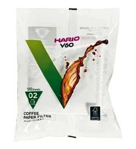 Filtros Dripper V60 Hario Original  (100 Unidades) Tamaño 02