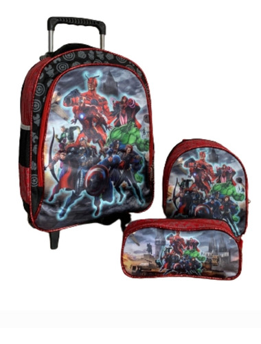 Kit Mochila Rodinhas Avengers Vingadores Infantil Masculina 