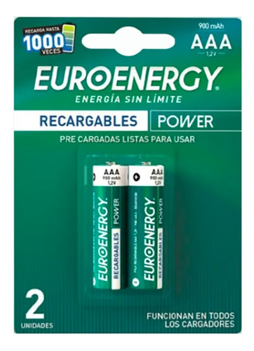 Pila Batería  Recargable Euroenergy Aaa 900 Mah Originales 