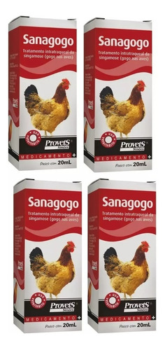  Kit 4x Sanagogo 20ml (tratamento Gogo Para Aves) Singamose