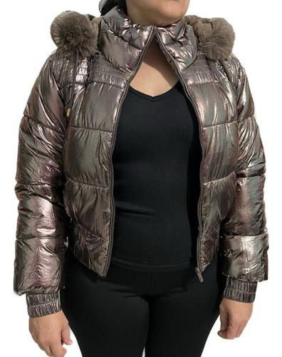 Jaqueta Puffer Metalizada Feminina Forro Interno