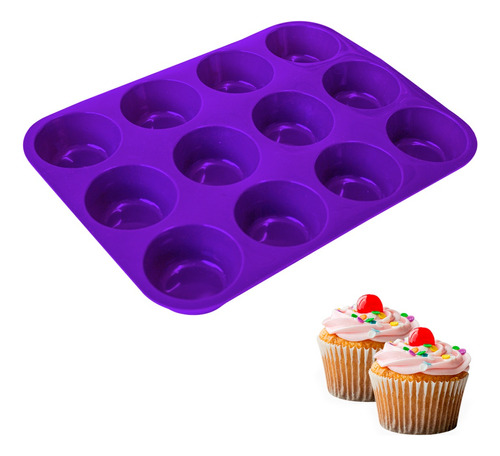 Forma Em Silicone Para Cupcake Muffins 12 Cavidades