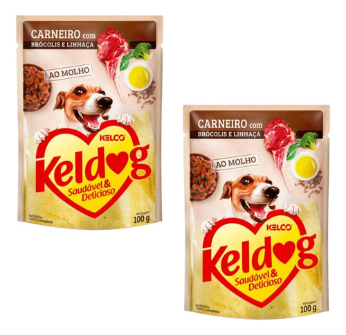 Alimento Úmido Cão  Keldog Carneiro Brócolis Linhaça 100g 2u