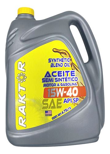 Aceite Raktor Semisintético 15w40 4.75 Lts Motor A Gasolina