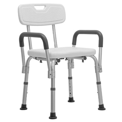 Silla De Ducha Baño Aluminio Ajuste De Altura Asiento Antiderrapante Con Brazos Y Respaldo Desmontable Ergonómico | Meses sin interés
