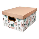 Caja Organizadora Rectangular Plástica Llama 29x38x18.5 Color Rosa Claro Llamas