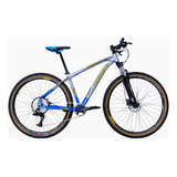 Bicicleta Aro 29 12v - Rino Escape 1x12 Hidraulico K7 11/50 Cor Cinza/azul Tamanho Do Quadro 19