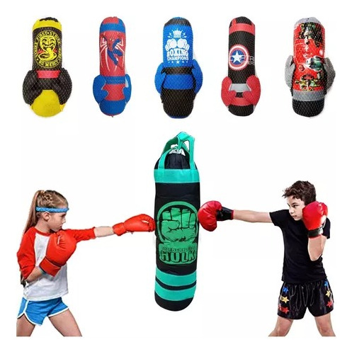 Set De Boxeo Infantil Grande Bolsa Rellena + Guantes 