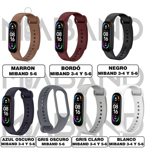 Combo 3 Correa Xiaomi Mi Band 5 O 6 Silicona Malla Reemplazo