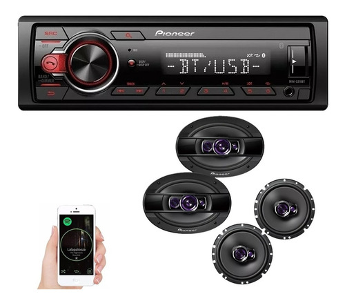 Aparelho Automotivo Pioneer Bluetooth 298bt + 4 Auto Falante