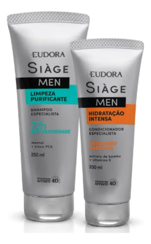 Eudora Kit Siàge Men: Shampoo 250ml + Condicionador 200ml