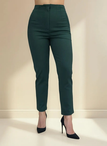 Pantalon  Vestir Casual Con Pinzas Tiro Alto Mujer Elegante | Meses sin interés