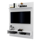 Mueble Panel Lcd Led Laqueado Semi Mate Organizador Living Color Blanco