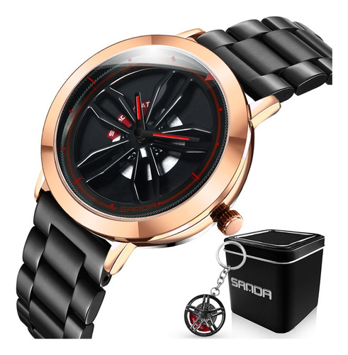 Reloj Hombre Moda Acero Inoxidable Giratorio 360° + Llavero