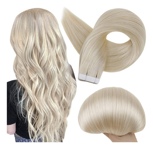 Extensiones De Cabello Natural Rubio Con Cinta Adhesiva