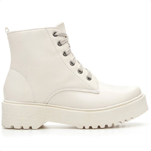 Bota Coturno Feminino Tratorado Salto Alto Plataforma Branco