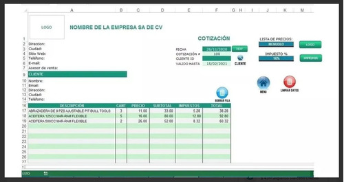 Plantilla De Cotizaciones En Excel Con Imágenes 40% Descto