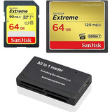 Sandisk - Tarjeta De Memoria Compact Flash Extreme De 64 Gb.
