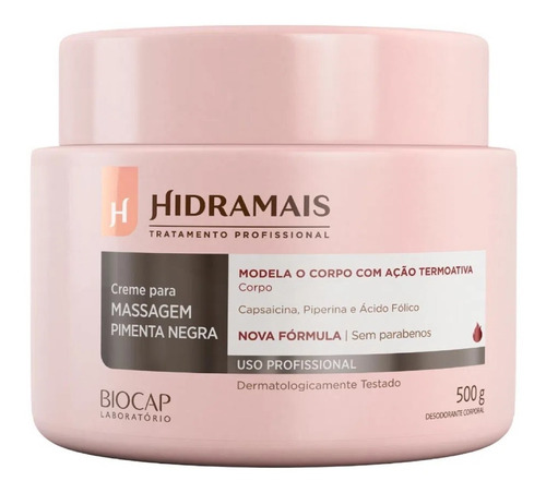 Creme De Massagem Modeladora Pimenta Negra 500g - Hidramais