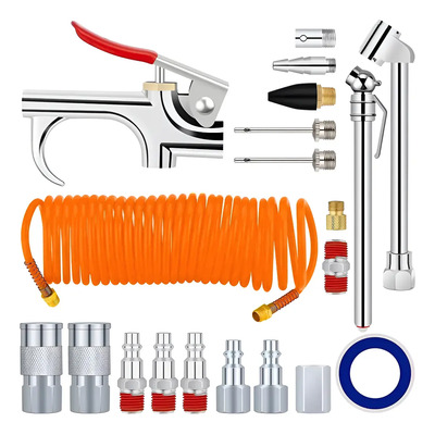 Yixoo Kit De Accesorios Para Compresor De Aire 20 Piezas Con Manguera De Presión: Set De Herramientas Neumáticas Esenciales Para Bricolaje, Taller Y Automoción, Uso Profesional Y Doméstico