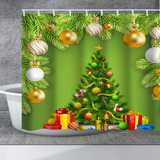 Ducha Impermeable Con Diseño De Árbol De Navidad, 150 X 180