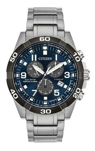 Reloj Citizen Titanium Chrono Pcat Bl555858l Hombre Color De La Malla Plateado Color Del Bisel Negro Color Del Fondo Azul