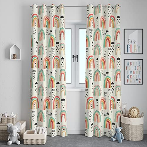 Cortinas Bohemias Ventana Arcoiris Para Habitacion Niños Cor