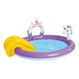 Pileta Inflable Juegos Tobogán Unicornio 125 Lt Sun Club Ct