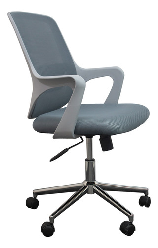 Silla Ejecutiva Gris Elegante Diseño Curvo Respaldo Malla