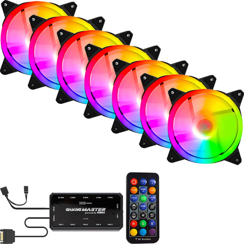 7 Fan 120mm Ventoinha Pc Cooler Rgb Controladora E Controle