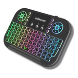 Mini Teclado Controle Sem Fio Bluetooth Iluminado Ley-183 Mouse Preto Teclado Azul