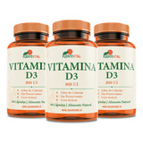 Vitamina D3 Fv 180 Capsulas 3 Frascos 800 Ui. Sabor Natural / 3x60 Capsulas