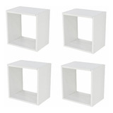 4 Nichos Quadrado Quarto Parede Branco 40x40x10 Mdf Suporte 