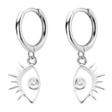 Aretes Plata S925 Fementi Huggie Colgantes Ojo