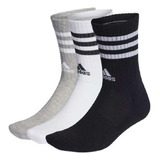 Meias adidas Cano Alto 3 Pares 3 Listras - Pto/bco/cza