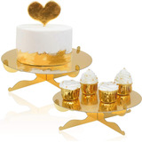 Base Para Torta Pastel Cumpleaños Decoración Soporte Dorado