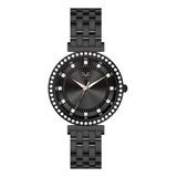 Reloj De Mujer V1969 Italia 1121-41 Negro Con Cristales