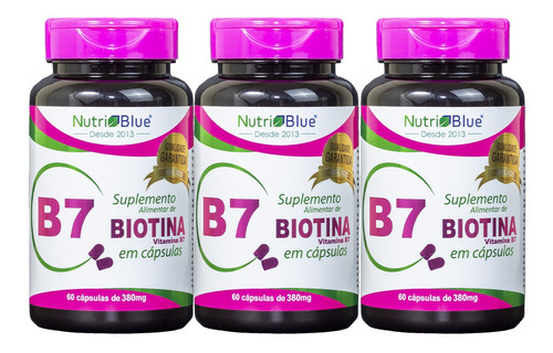 3 Remédio Anti Queda Capilar E Cresce Cabelo Biotina 60 C