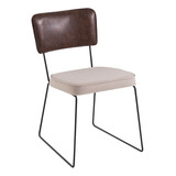 Cadeira Decorativa Pes Preto F53x1 Linho Bege Corano Marrom 