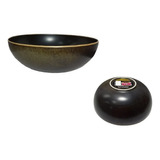 Bowl Ensaladera Porcelana Set X1 Glaze Cocina 24cm Tazon X1 Color Marron Y Negro