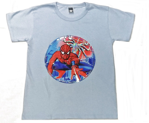 Remera Con Luz Manga Corta Hombre Araña Varios Personajes!!