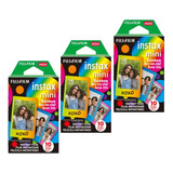 Kit 30 Filmes Papel Para Instax Mini Com Moldura Rainbow    