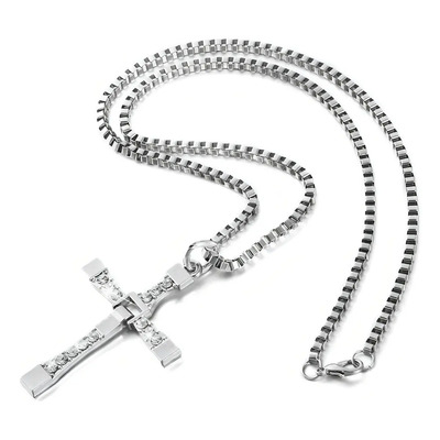Collar Cruz Toretto Dominic Rapido Furioso Acero Color Plateado