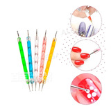 Kit De 5 Pinceles Dotting Pen Doble Puntas Decoración Uñas
