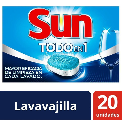 Sun Tabletas 3 En 1 Para Maquina Lavavajilla X 20 Unid.