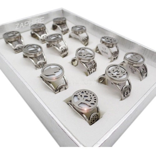 Pack 12 Anillos Formitas Fondo En Nacar Acero Quirurgico X Mayor