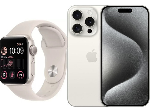 iPhone 15 Pro Max Branco Apple Watch Se 2a Geração Estelar