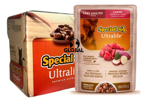 Special Dog Carne Ao Molho Ração Úmida Sachê 100g Caixa     