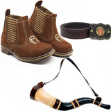 Conjunto Country Infantil Berrante Mirim + Bota E Cinto 